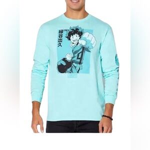 My Hero Academia No 18 Deku Punch Long sleeve T Shirt GUC Blue Green sz S Unisex